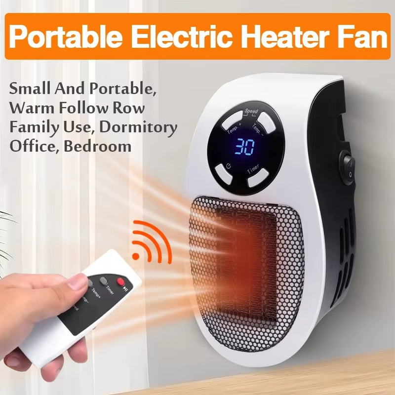 Plug in Electric Heater 500W Portable Room Heater Remote Control Mini Radiator Heating Stove Home Appliance Warmer
